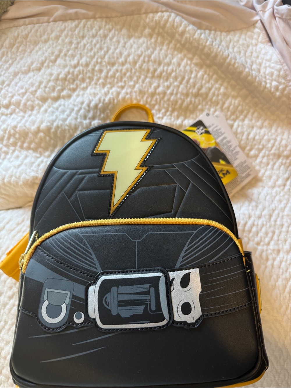 Loungefly Black and Yellow DC Lightning Bolt Mini Backpack